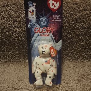 Ty Glory Bear - White with Stars and Flag